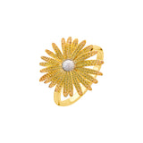 Stenzhorn Flower Ring with Yellow Sapphires and Diamonds