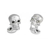 Sterling Silver Skull Cufflinks With Diamond Eyes Deakin & Francis