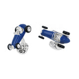 Sterling Silver Racing Car Cufflinks Blue