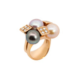 Rosegoldring mit Tahiti-Perlen und Diamanten