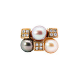 Rosegoldring mit Tahiti-Perlen und Diamanten