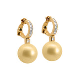 Goldohrringe mit Perlen und Diamanten