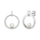 Viventy Earrings with 2 Freshwater Pearls and 43 Zirconia