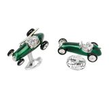 Sterling Silver Racing Car Cufflinks Green