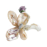 Flower Brooch with Natural  Pearls and diamonds