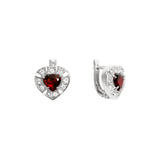 Garnet Heart Earrings