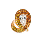 Ring with Pear Diamond and Sapphires
