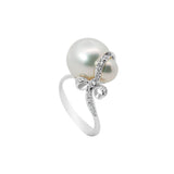Perlenring mit Diamanten
