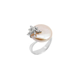 'Dragonfly' Pearl Ring with Diamonds