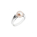 Weißgoldring mit einer pinkfarbenen Naturperle