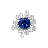 Riesen-Saphirring mit Baguette-Diamanten