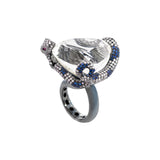 Snake Ring with Large Kunzite Crystal, Diamonds and Sapphires
