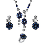 Sapphire and Diamonds Jewelry Set: Collier, Earrings and Ring