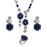 Sapphire and Diamonds Jewelry Set Collier Earrings and Ring