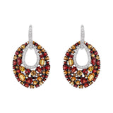 Earrings with Diamonds and Red Sapphires