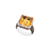 Ring with Large Citrin and Diamonds