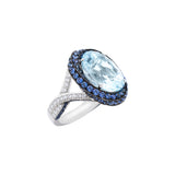 Ring with Diamonds, Sapphires and Topaz