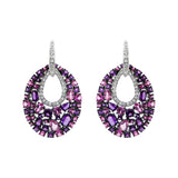 Earrings with Diamonds, Sapphires and Amethysts