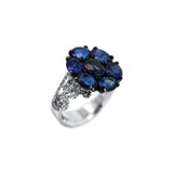 Sapphire and Diamonds Jewelry Set Collier Earrings and Ring