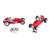 Sterling Silver Racing Car Cufflinks Red