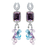 Collier and Earrings Jewellery Set with Amethyst and Topaz