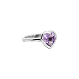 Heart White Gold Ring with Amethyst