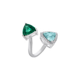 Ring with Emerald and Tourmaline Paraiba