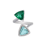 Ring with Emerald and Tourmaline Paraiba