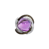 Ring with Large Amethyst Diamonds and Sapphires