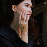 Spider Net Earrings with Diamonds and Ruby