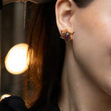 Spider Net Earrings with Diamonds and Ruby