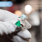 Ring with Emerald and Tourmaline Paraiba