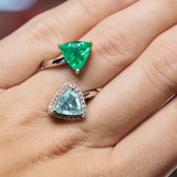 Ring with Emerald and Tourmaline Paraiba