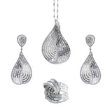 Pendant Earrings and Ring Jewellery White Gold Set with Diamonds
