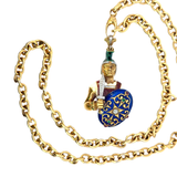 Warrior Pendant Necklace | 18K Gold | Enamel & Diamonds