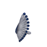 White 18K Gold Fan Cocktail Ring with Royal Blue Sapphires