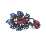 Titanium and 18K White Gold Petal Cocktail Ring with Pear-Shaped Rubelit