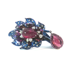 Titanium and 18K White Gold Petal Cocktail Ring with Pear-Shaped Rubelit