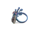 Titanium and 18K White Gold Petal Cocktail Ring with Pear-Shaped Rubelit