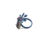 Titanium and 18K White Gold Petal Cocktail Ring with Pear-Shaped Rubelit
