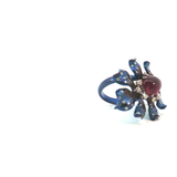 Titanium and 18K White Gold Petal Cocktail Ring with Pear-Shaped Rubelit