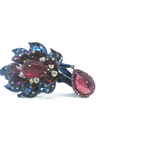 Titanium and 18K White Gold Petal Cocktail Ring with Pear-Shaped Rubelit