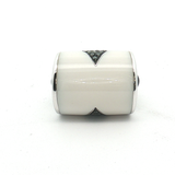 White 18K Gold Cylindrical Agate Pendant with V-Shaped Accents