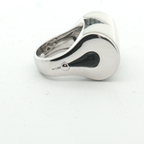 White 18K Gold Cylindrical Agate Pendant with V-Shaped Accents