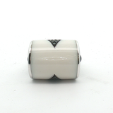 White 18K Gold Cylindrical Agate Pendant with V-Shaped Accents