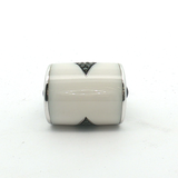 White 18K Gold Cylindrical Agate Pendant with V-Shaped Accents