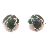 Royal Jewellery Multi-Stone Cluster Earrings in White 18K Gold