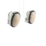 Royal Jewellery White 18K gold -19.20 gr Agat Cabochon Stud Earrings with Black Halo