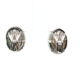 Royal Jewellery White 18K gold -19.20 gr Agat Cabochon Stud Earrings with Black Halo