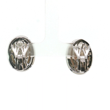 Royal Jewellery White 18K gold -19.20 gr Agat Cabochon Stud Earrings with Black Halo